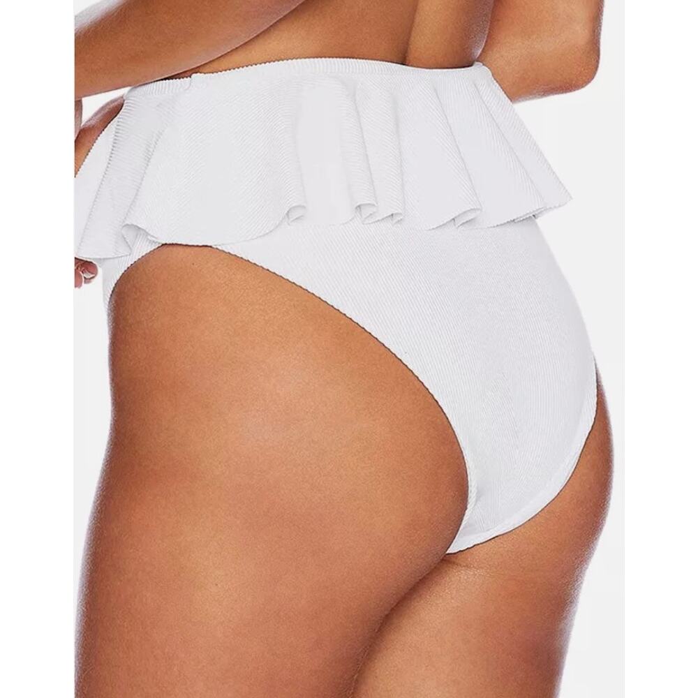 Beach Riot White Daisy Ribbed Ruffle Bikini Bottom XS NWT - Picture 3 of 6